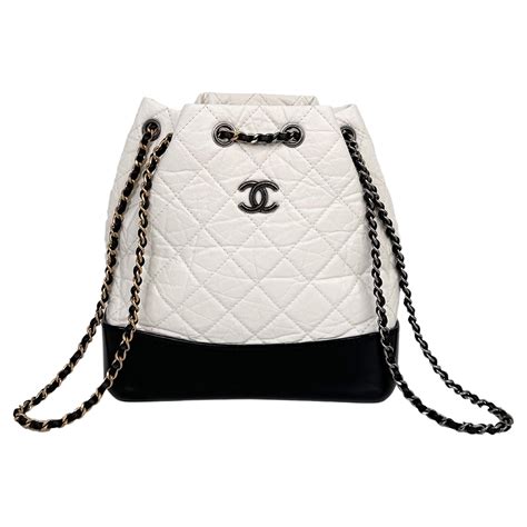 chanel white leather backpack|Chanel gabrielle small backpack.